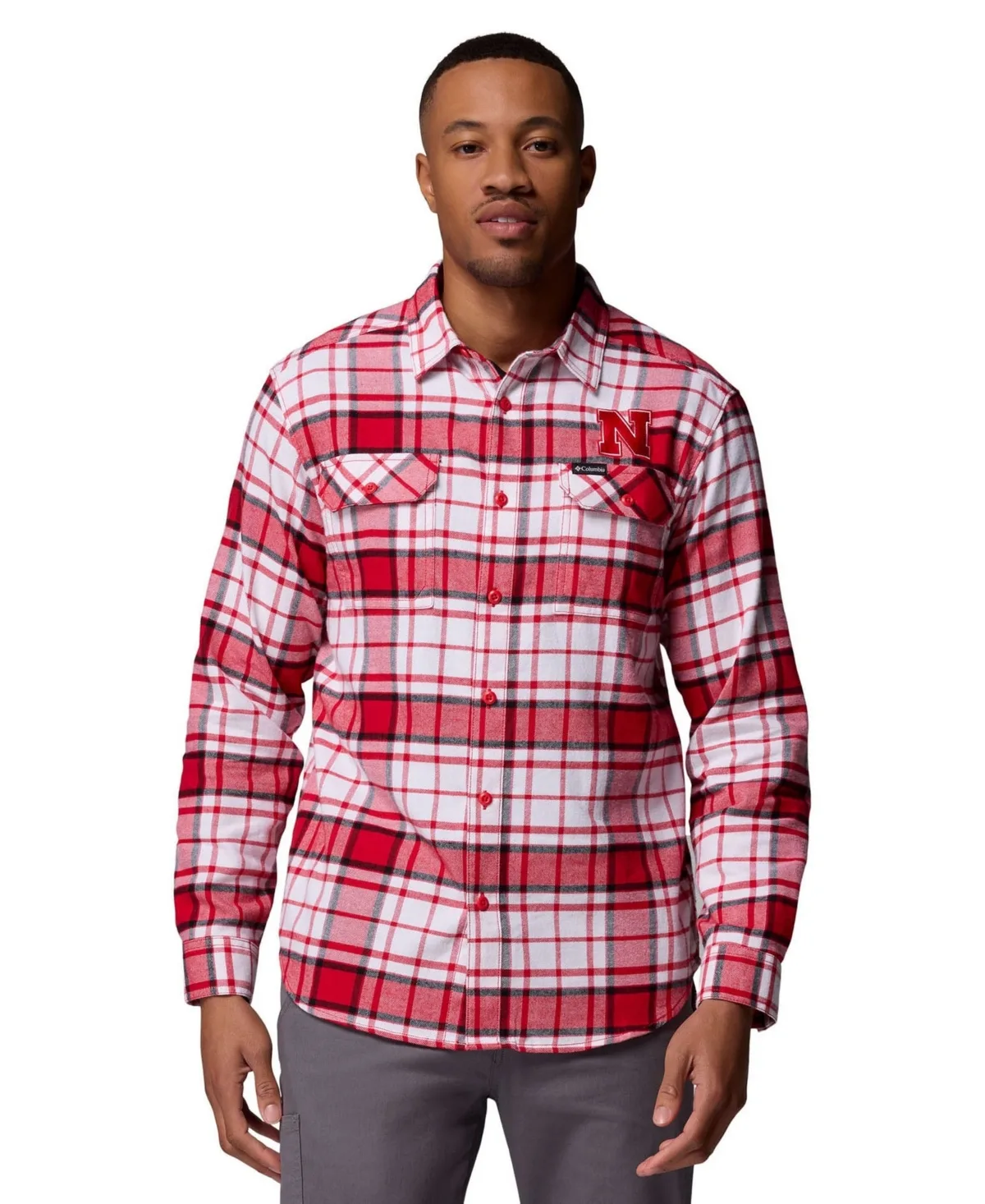 Nebraska Huskers Flare Omni-Wick Flannel Long-Sleeve Button-Up Shirt by Columbia