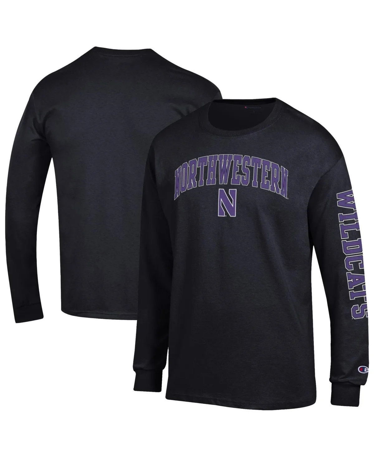 Northwestern Wildcats Arch Over Logo 2-Hit Long-Sleeve T-Shirt by Champion