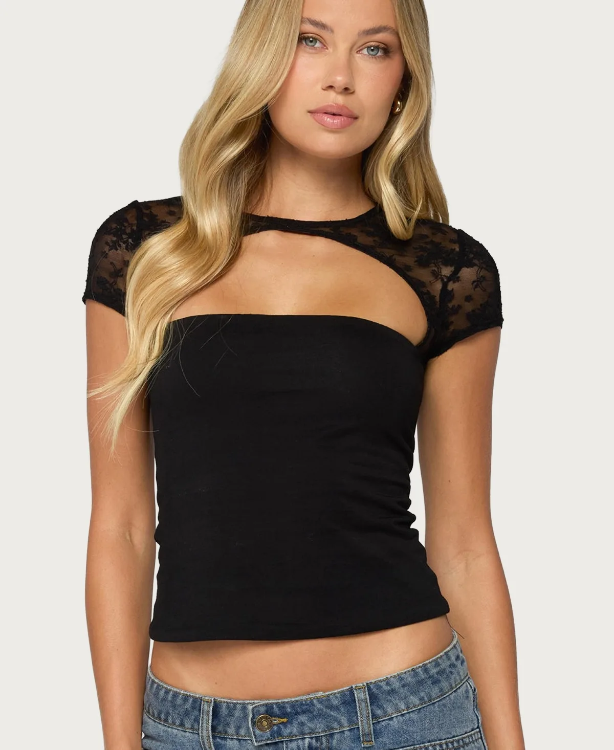 Celesh Lacey Cutout Top