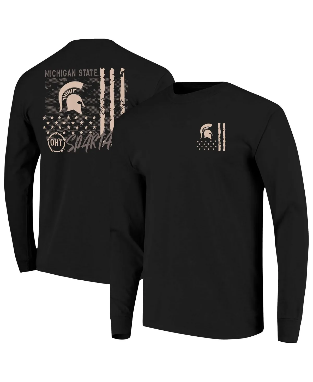Michigan State Spartans Oht Camo Overlay Comfort Colors Long-Sleeve T-Shirt by Image One