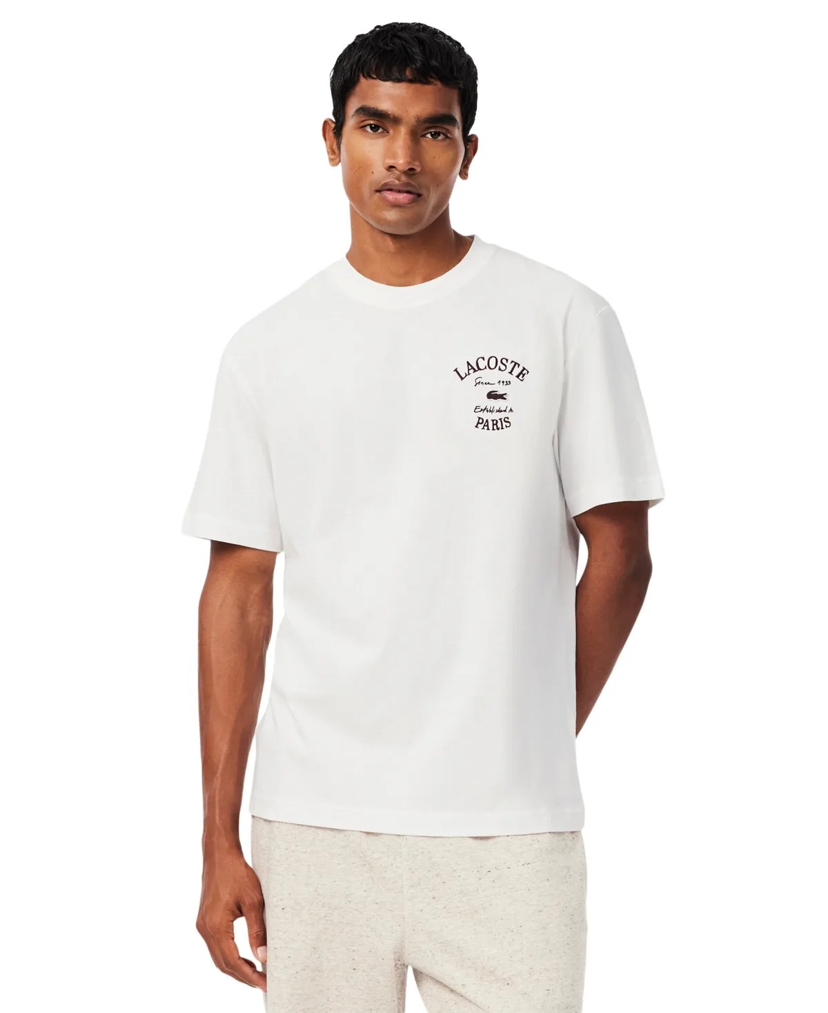 Embroidery Accent Short-Sleeve Classic-Fit Cotton Crewneck T-Shirt