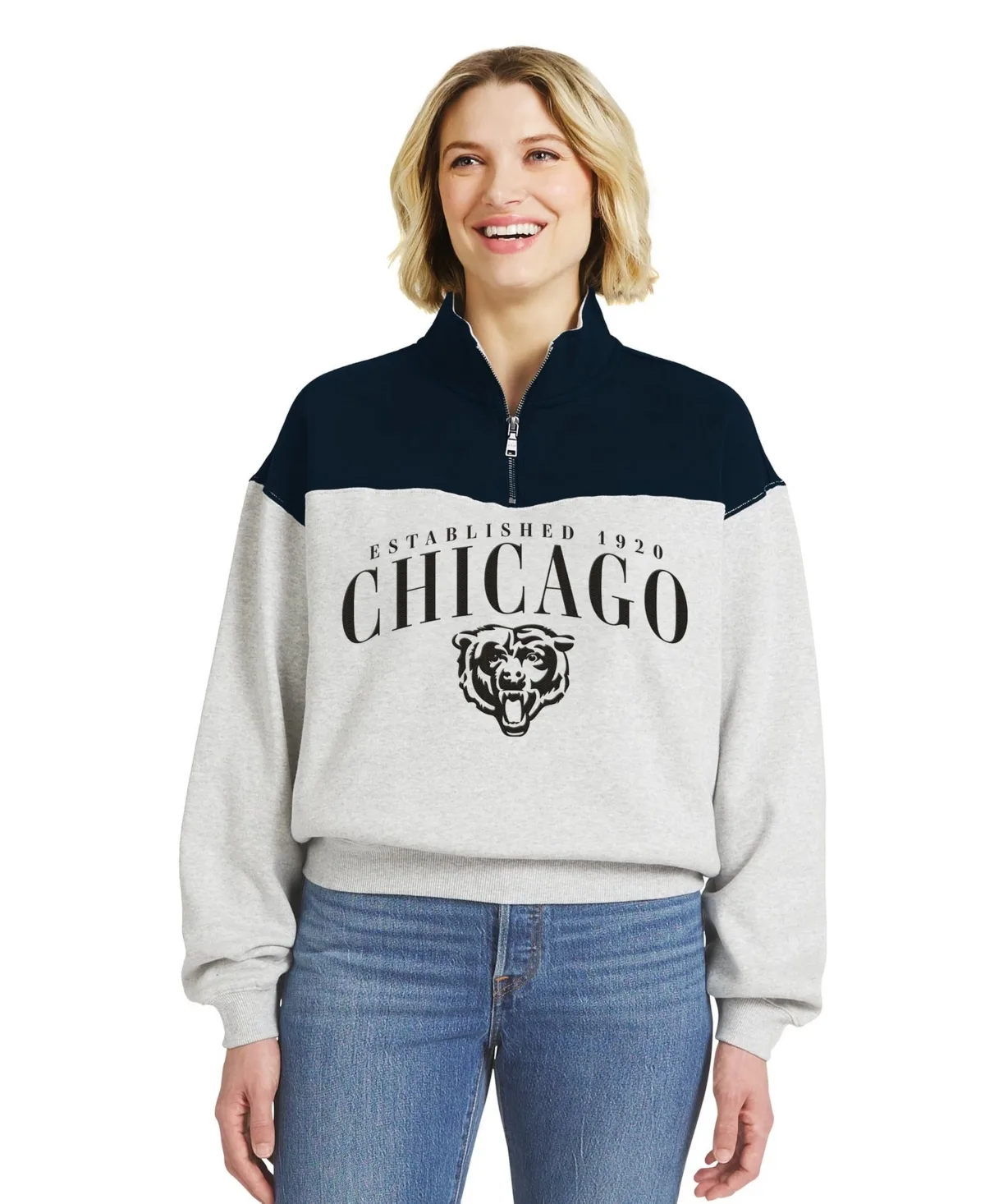 Chicago Bears Color Block Half-Zip Pullover