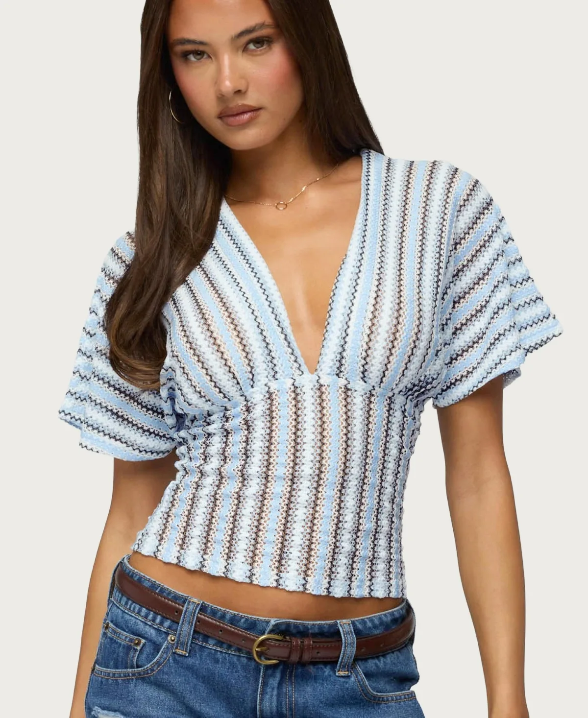 Alwyn Flutter Crochet Zigzag Top by Edikted