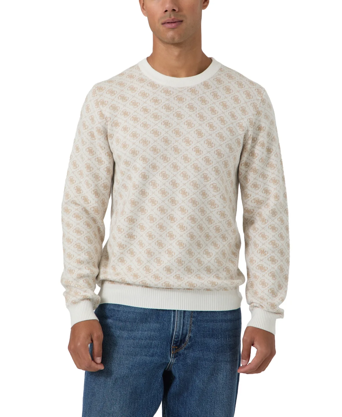 Alan Crewneck Jacquard Regular-Fit Sweater by GUESS