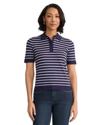 Short Sleeve Striped Polo T Shirt by Jones New York