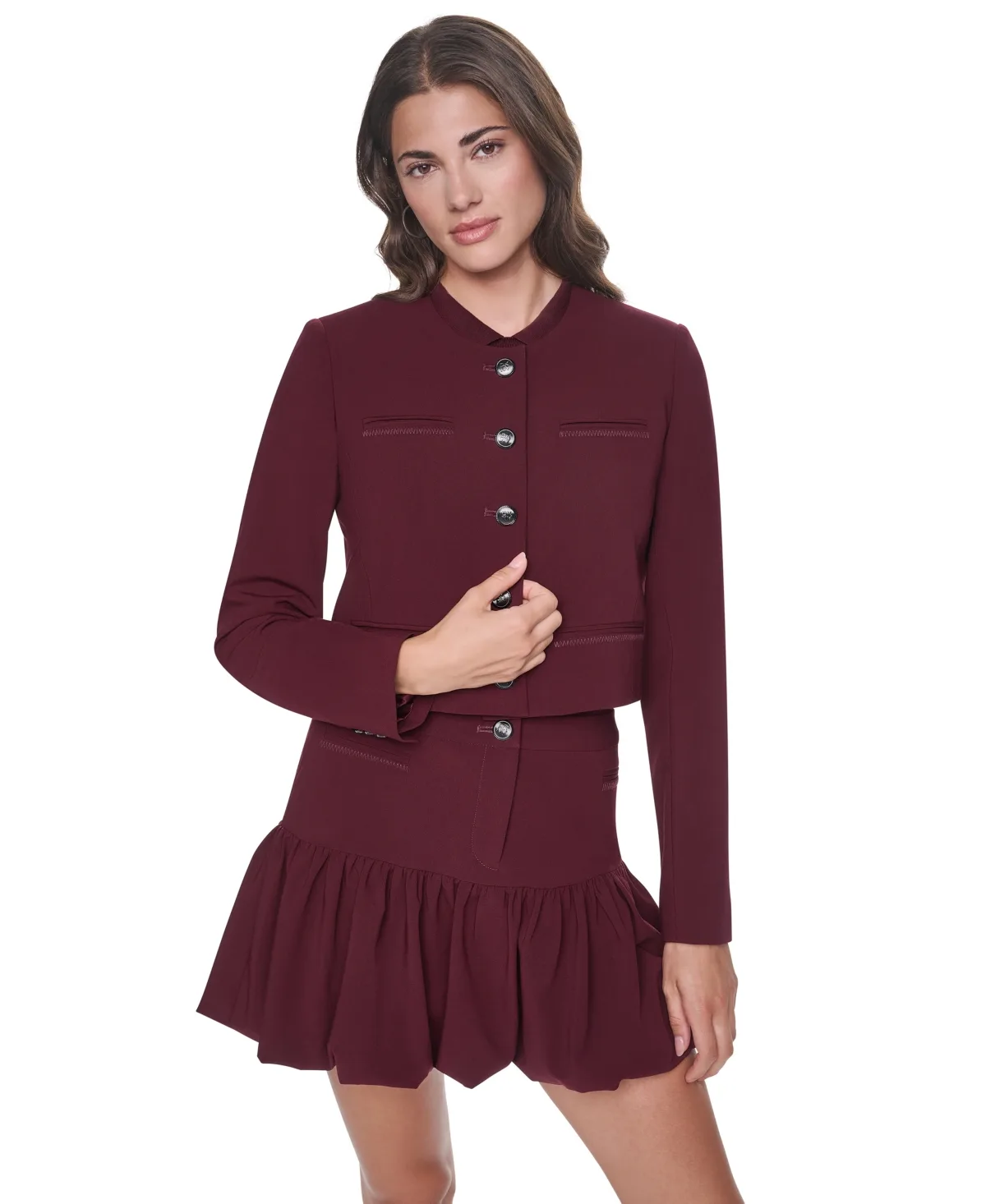 Cropped Collarless Jacket by DKNY
