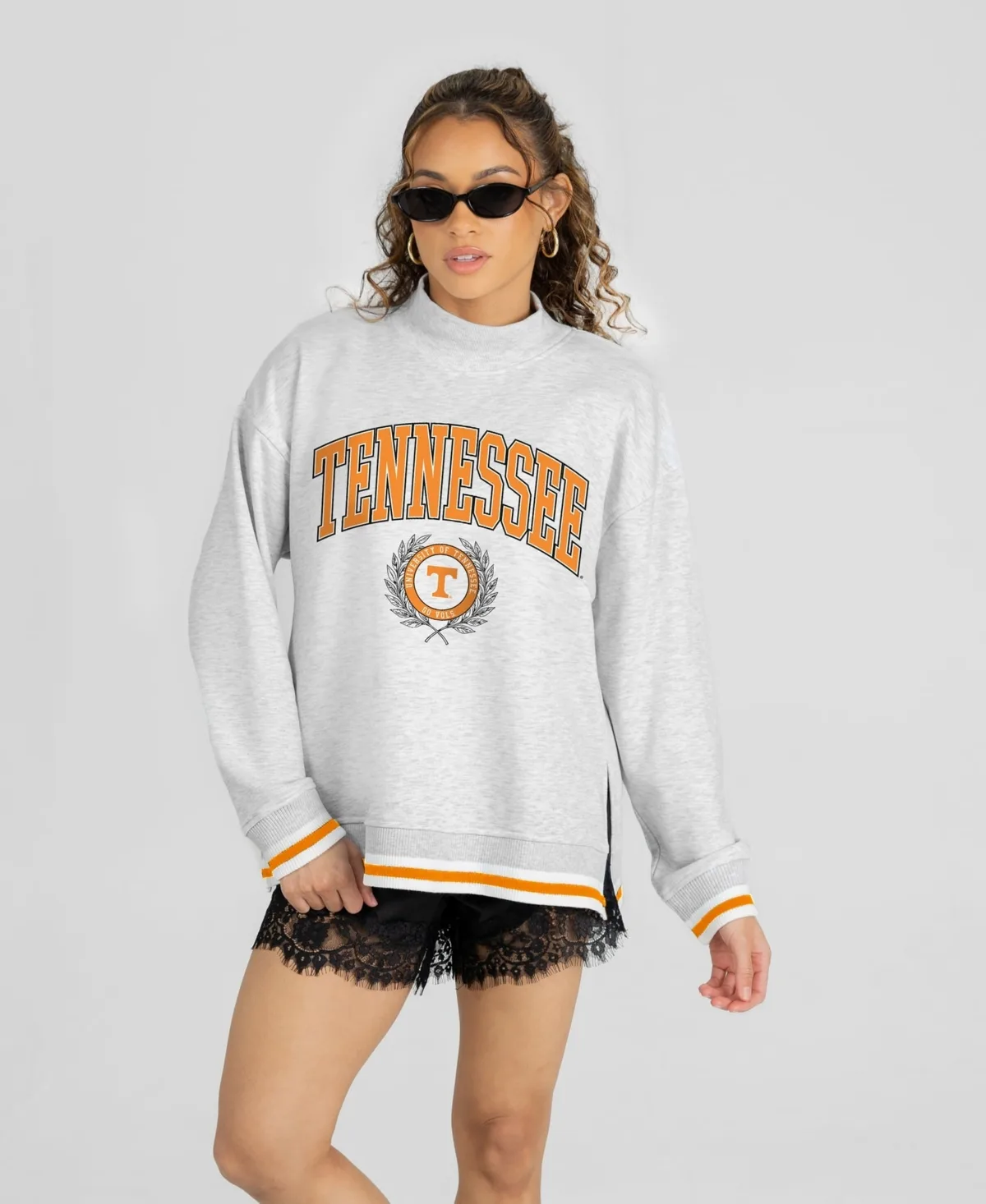 Tennessee Volunteers Rally Point Contrast Stripe Mock Neck Sweatshirt