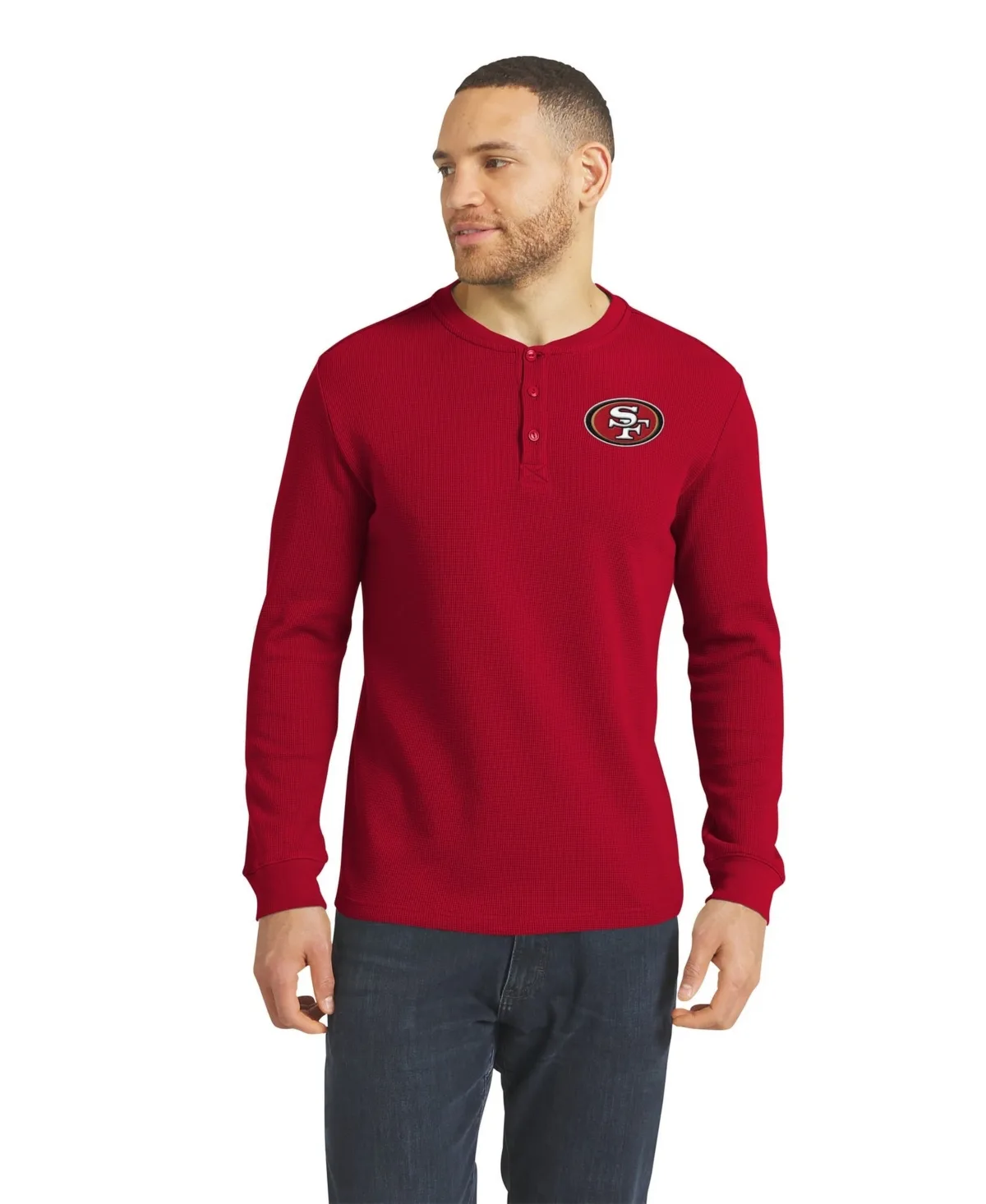 Darius Rucker Collection by Fanatics San Francisco 49ers Waffle-Knit Henley Long-Sleeve T-Shirt by Fanatics