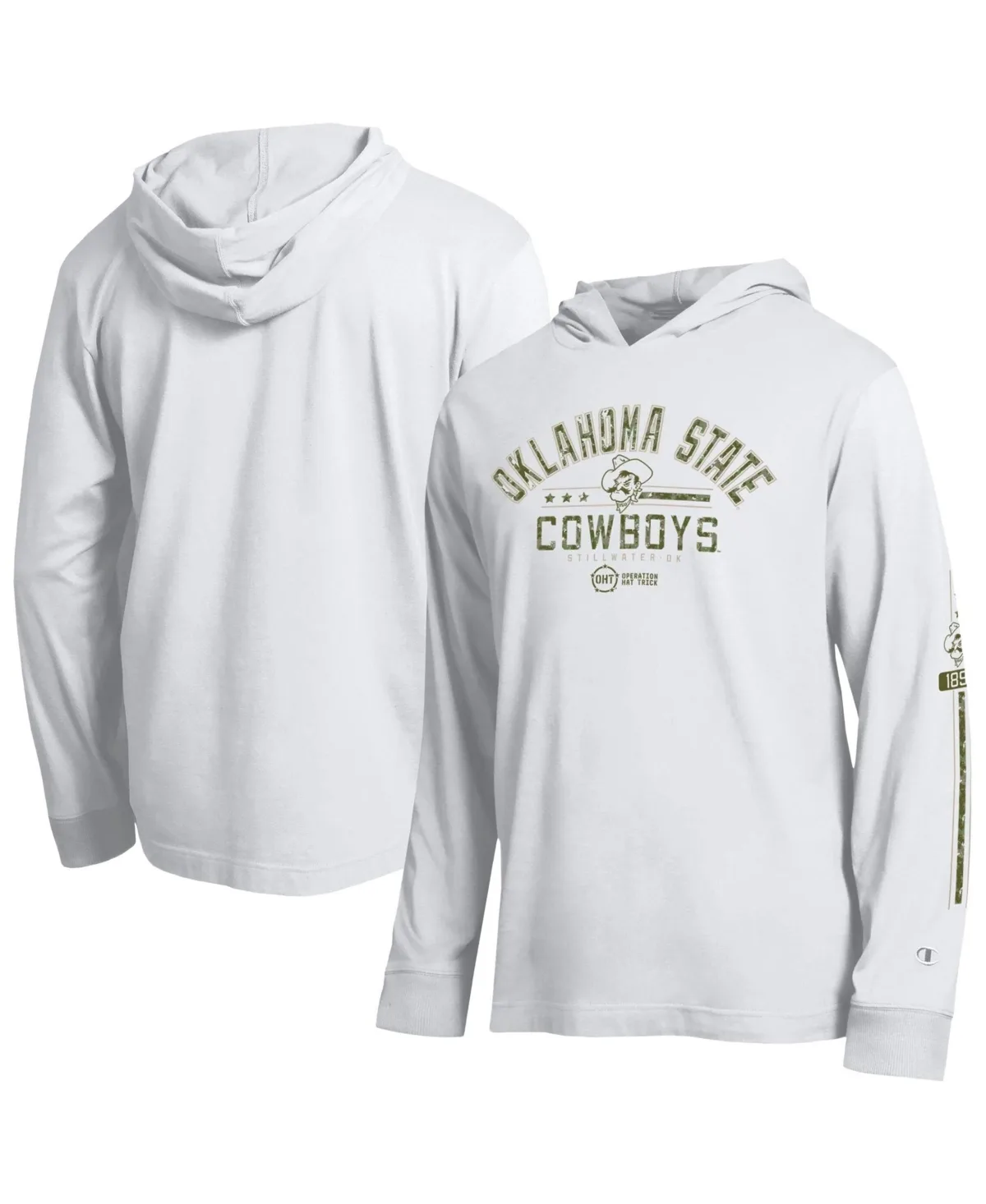Oklahoma State Cowboys Operation Hat Trick Sleeve Line Hooded Long-Sleeve T-Shirt by Champion