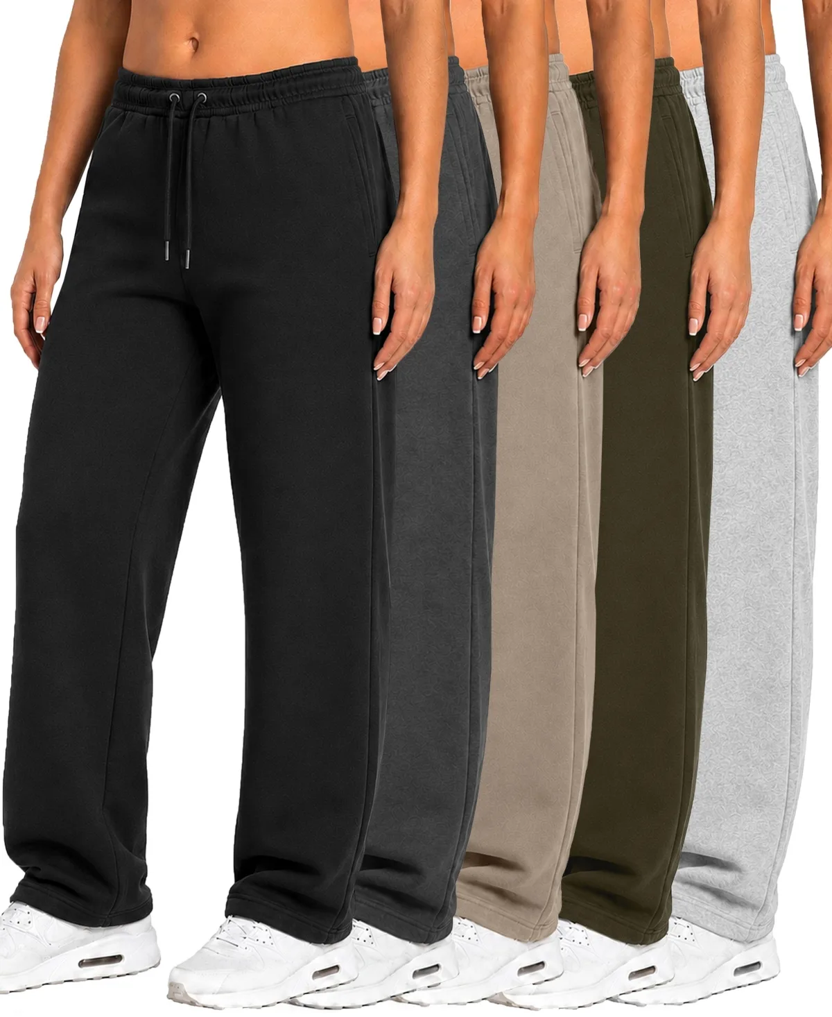 Loose-Fit Open-Bottom Tech Fleece Sweatpants, 5-Pack by Blu Rock
