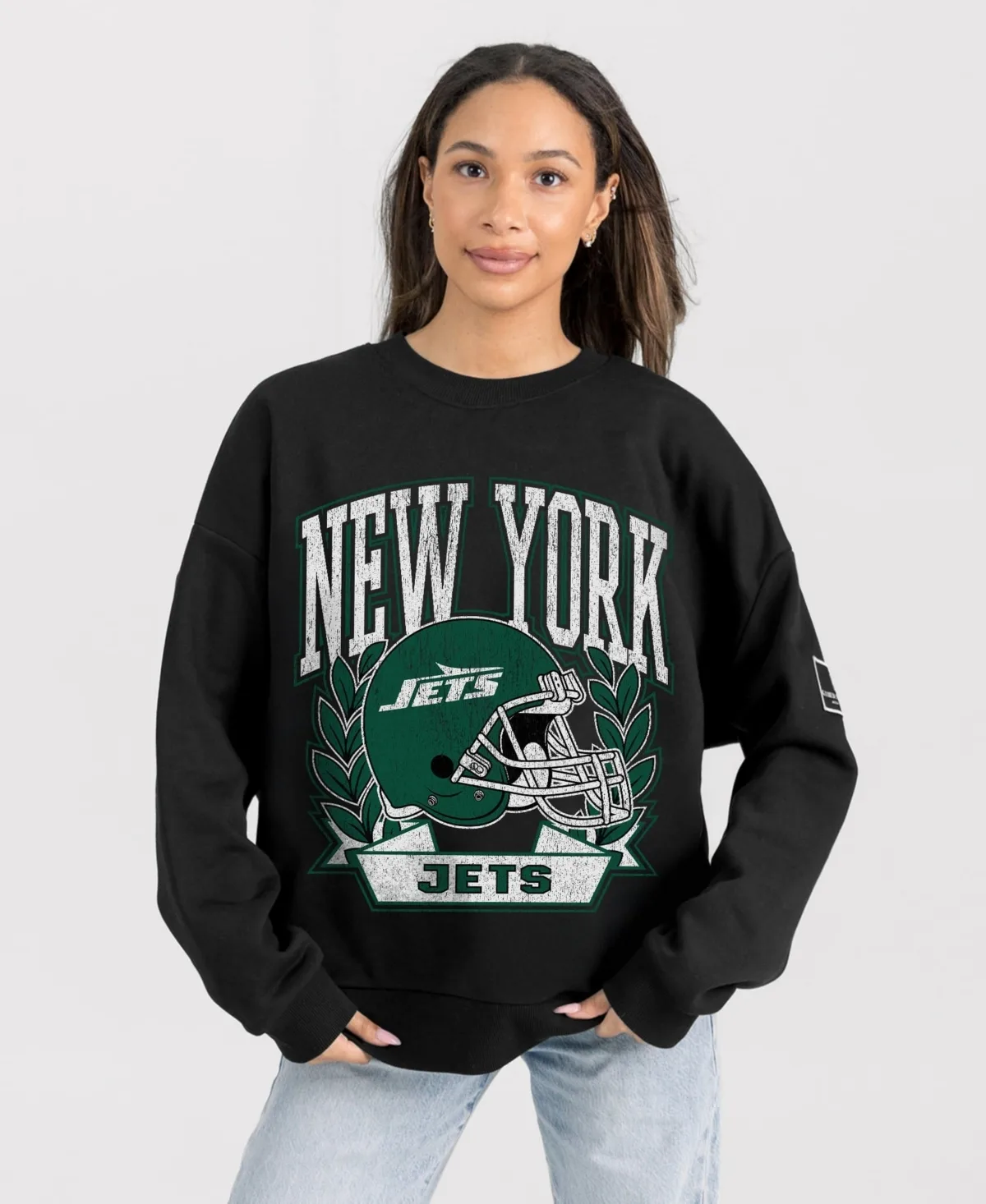 New York Jets Oversized Victory Lane Black Label Premium Fleece Sweatshirt by Gameday Couture