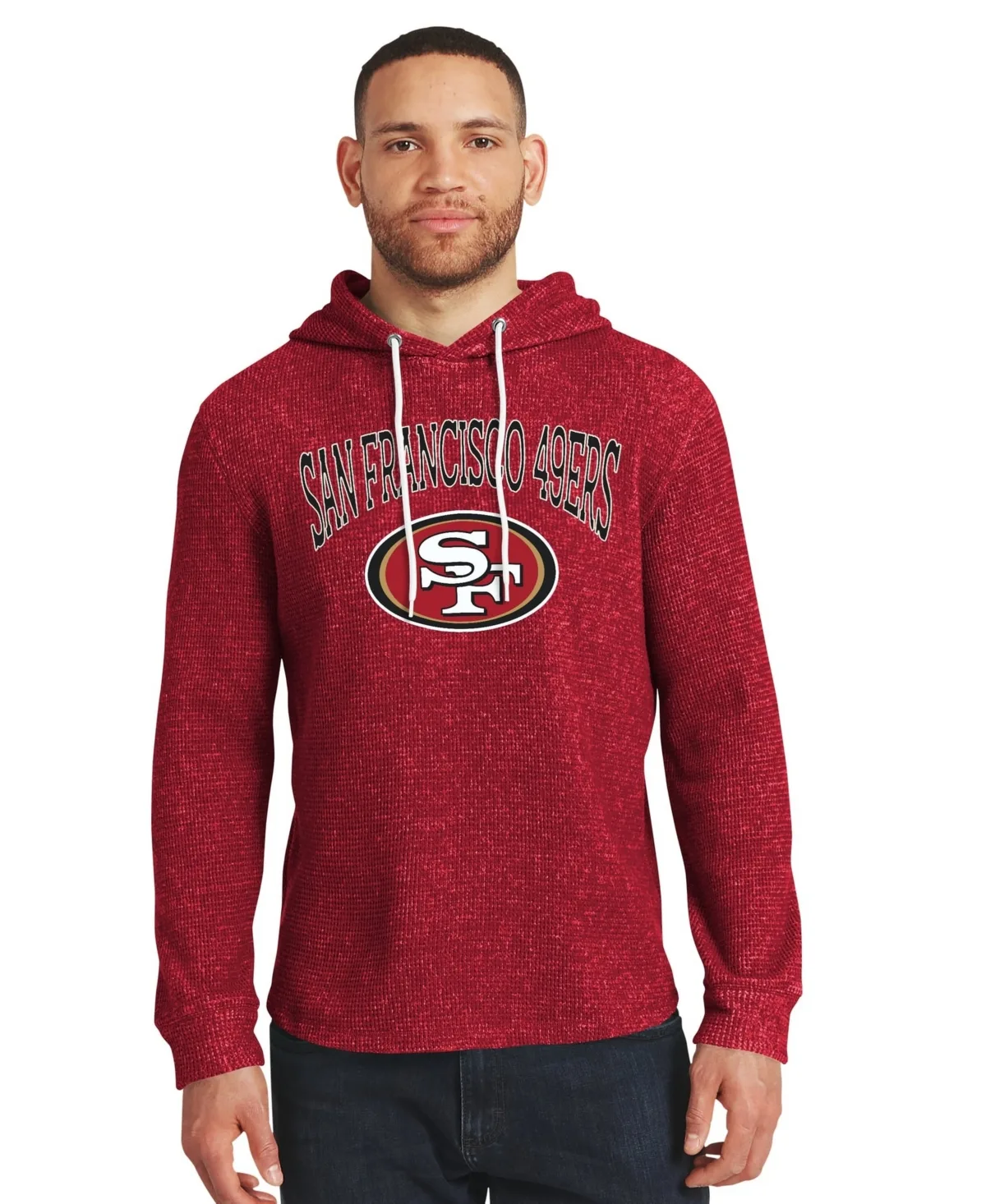 Darius Rucker Collection by Fanatics San Francisco 49ers Waffle Knit Hooded Tri-Blend Long-Sleeve Sweatshirt by Fanatics
