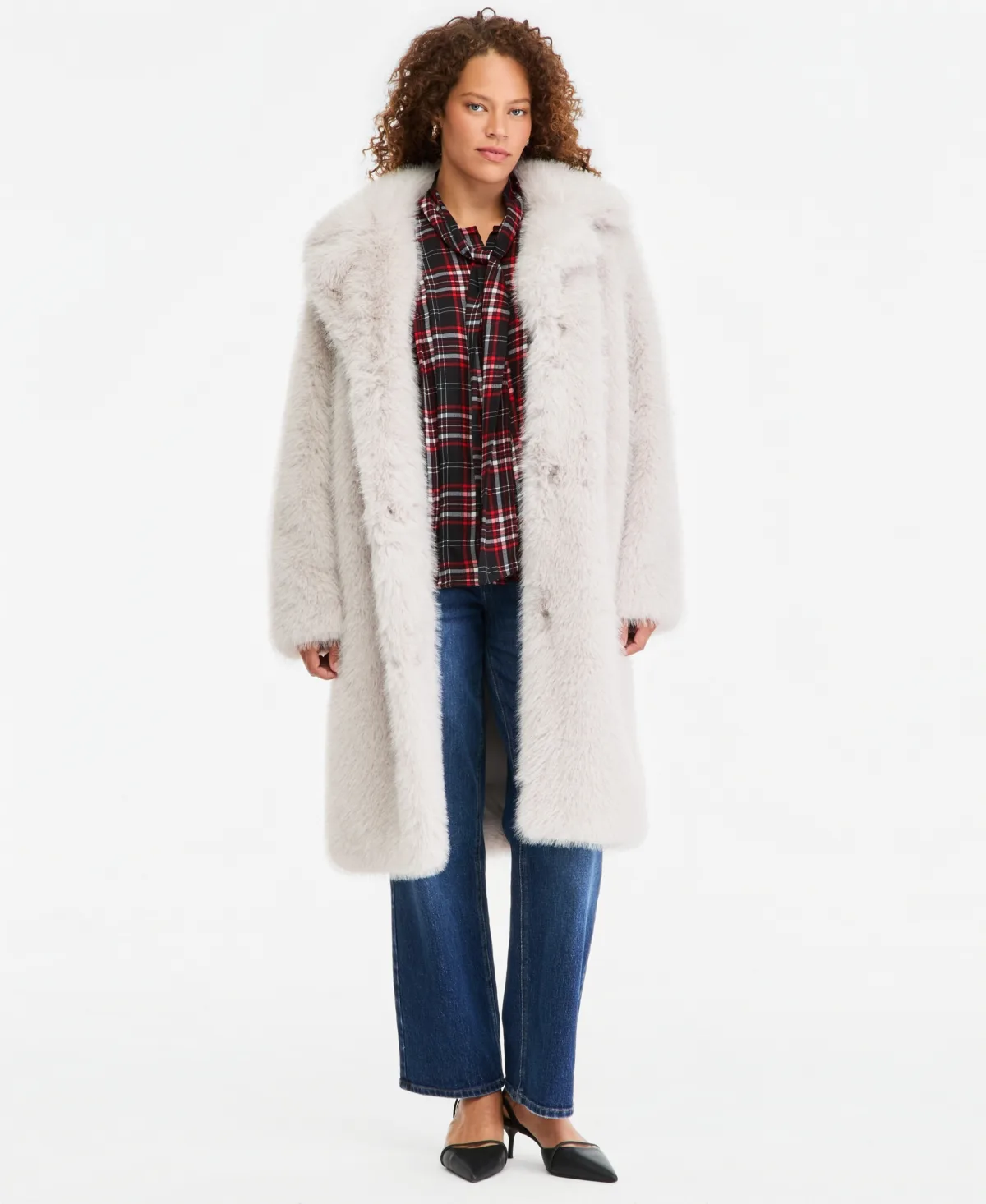 Faux Fur Mid-Length Coat by On 34th