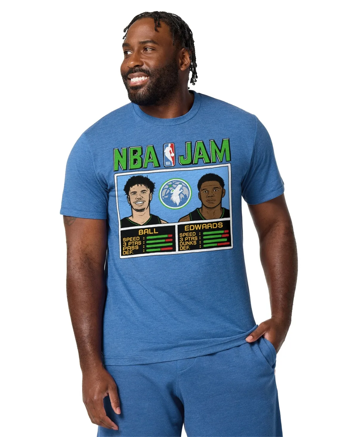 LaMelo Ball Anthony Edwards Minnesota Timberwolves Nba Jam Tri-Blend T-Shirt by Homage