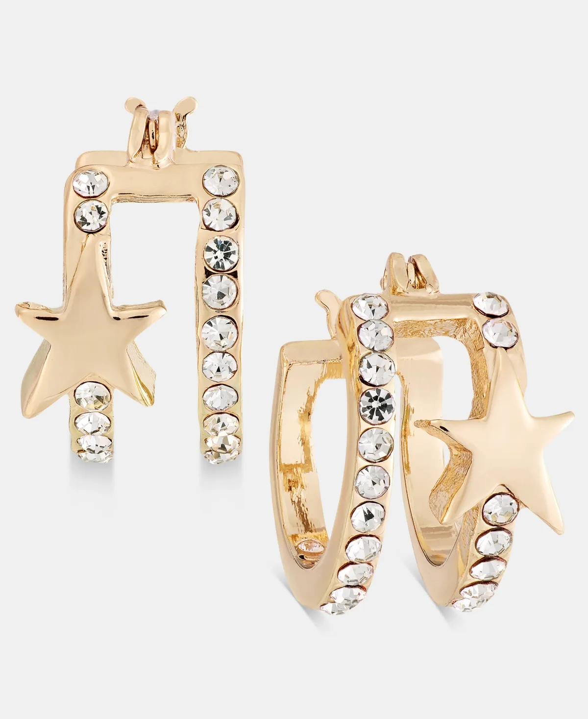 Small Pave Star Split-Hoop Earrings, 0.55 by Karl Lagerfeld