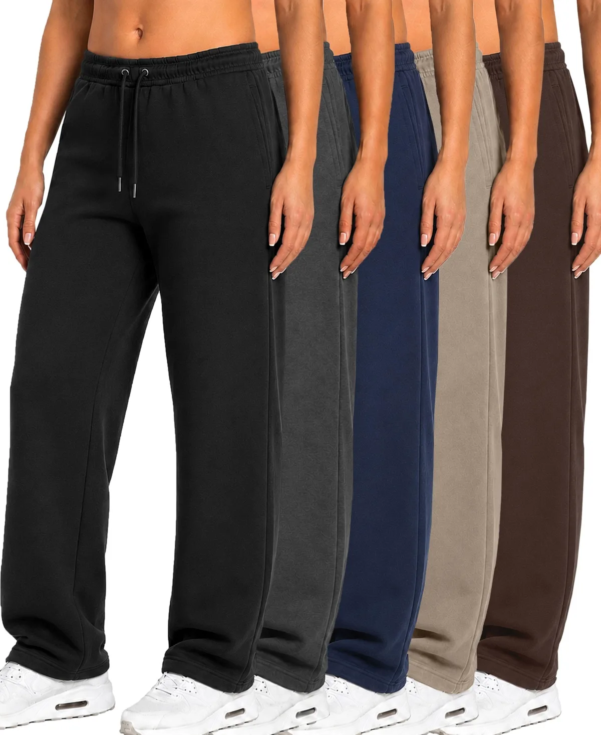 Loose-Fit Open-Bottom Tech Fleece Sweatpants, 5-Pack by Blu Rock