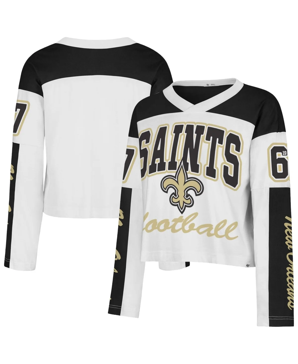 New Orleans Saints Exclamation Metro V-Neck Long-Sleeve Jersey by 47 Brand