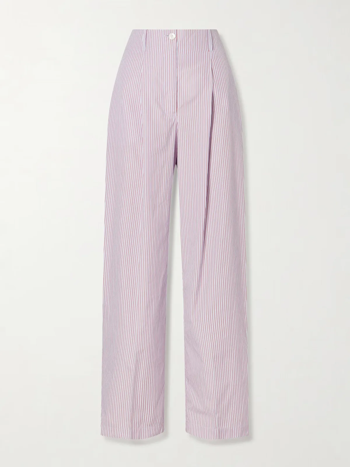 - Dean Pleated Striped Organic Cotton-poplin Wide-leg Pants -