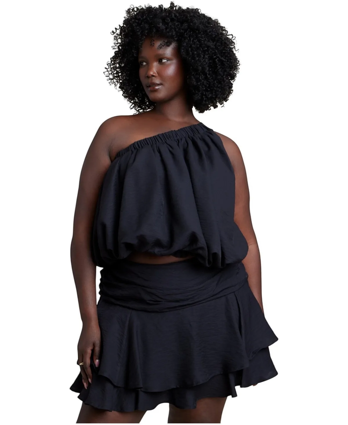 Asymmetric Bubble Crop Top by Eloquii