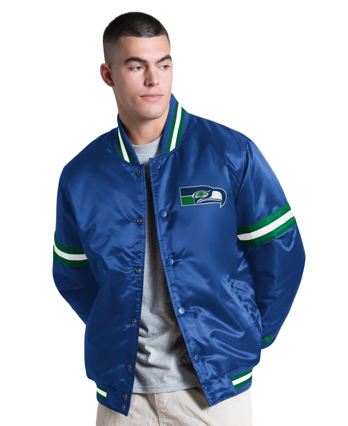 Seattle Seahawks Courtside Varsity Retro Logo Full Snap Jacket by Starter