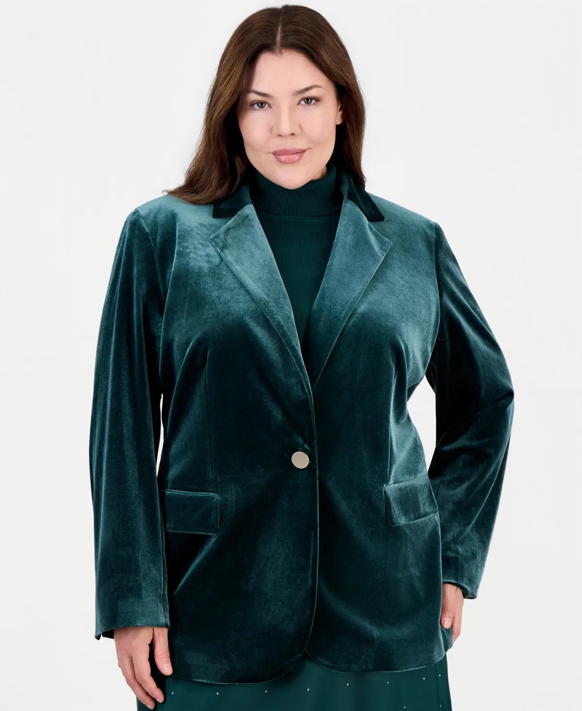 Velvet Notched-Collar Blazer by Anne Klein