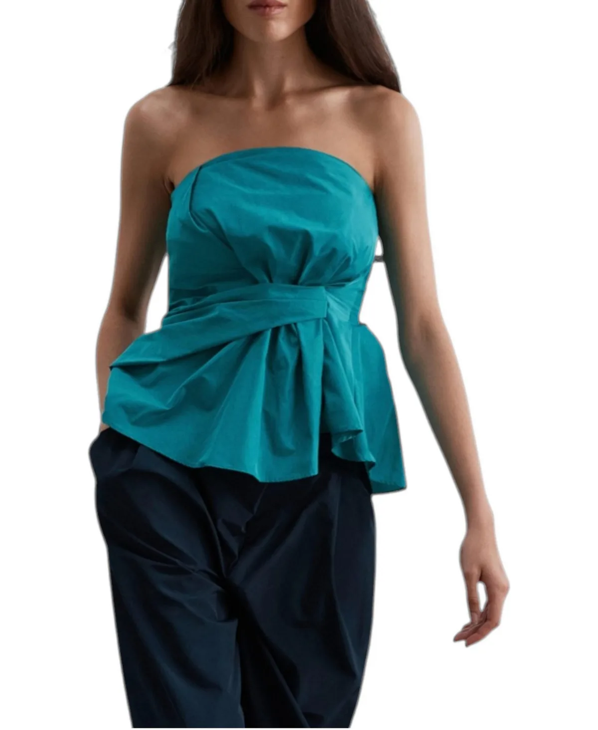 Strapless Draped Taffeta Top by Scalpers