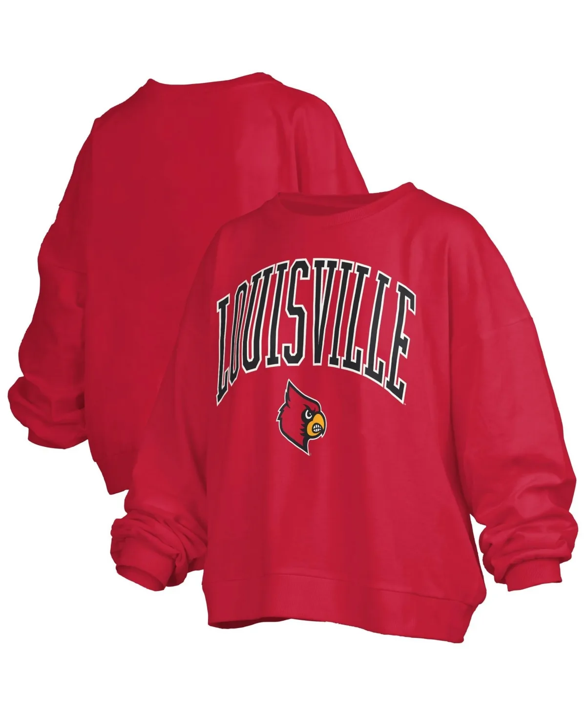 Louisville Cardinals Oversized Janise Arch Over Logo Fleece Sweatshirt