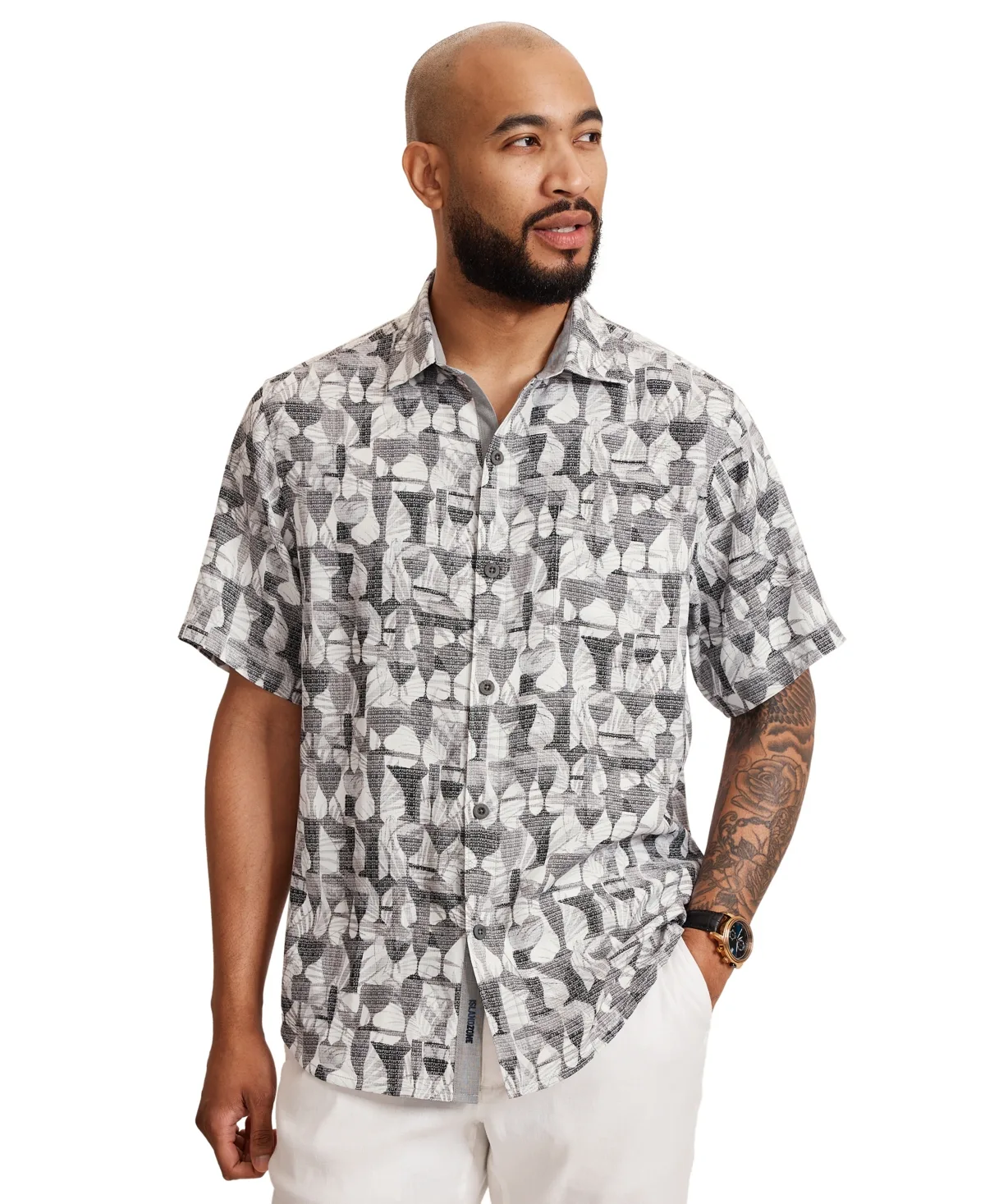 Tommy Bahama Coastal Ease Fizz and Fronds Stretch Craig Collar Camp Shirt by Tommy Bahama