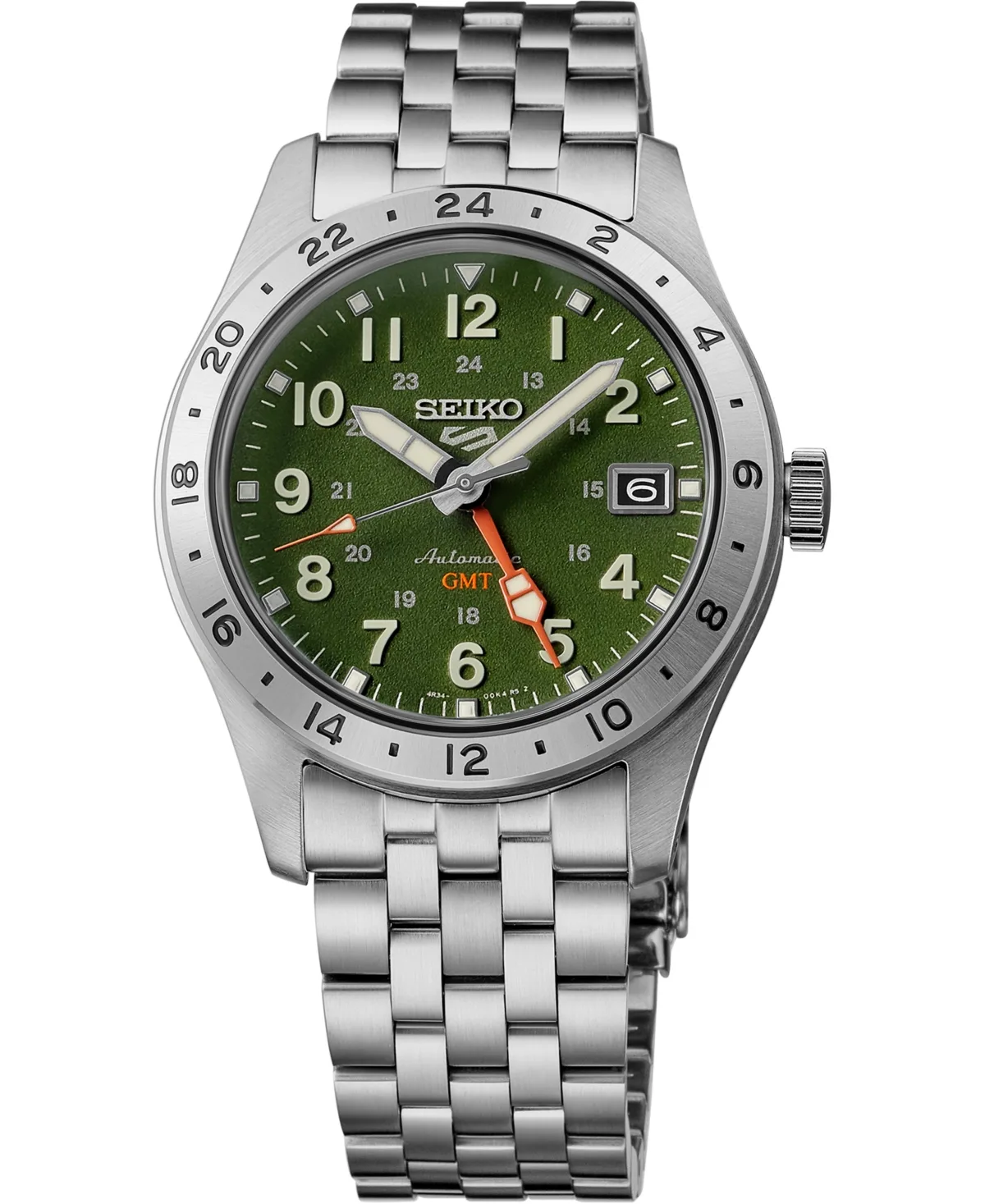 Seiko 5 Sports Silver-Tone Stainless Steel Bracelet Watch 39.4mm by Seiko