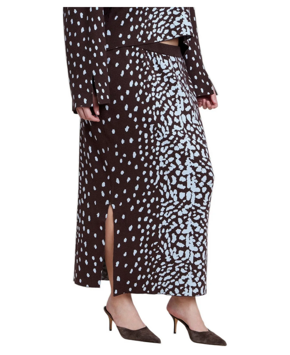 Eloquii Intarsia High-Waisted Side Slit Sweater Skirt by Eloquii