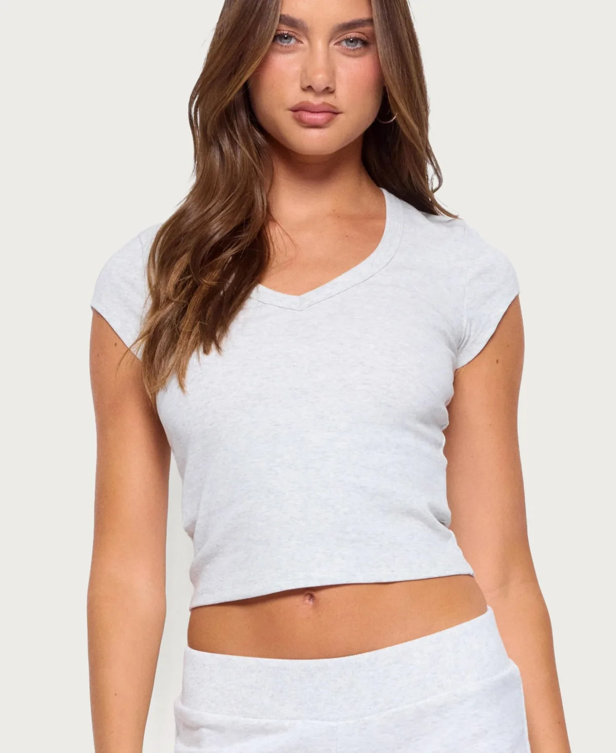 Gillie Ribbed V Neck T Shirt