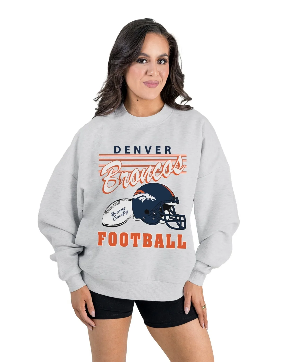 Denver Broncos Home Turf Oversized Premium Fleece Pullover Sweatshirt by Gameday Couture
