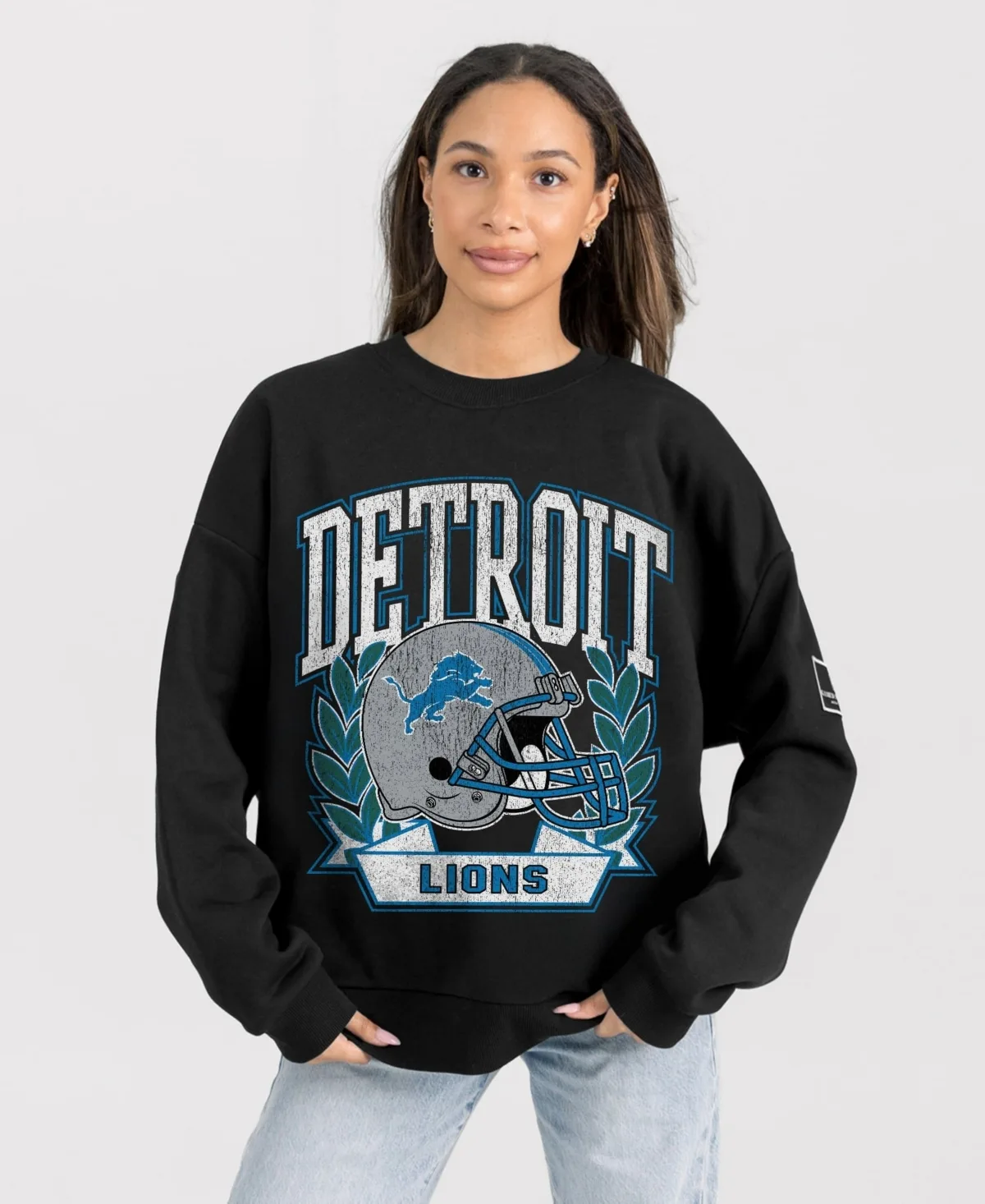 Detroit Lions Oversized Victory Lane Black Label Premium Fleece Sweatshirt by Gameday Couture