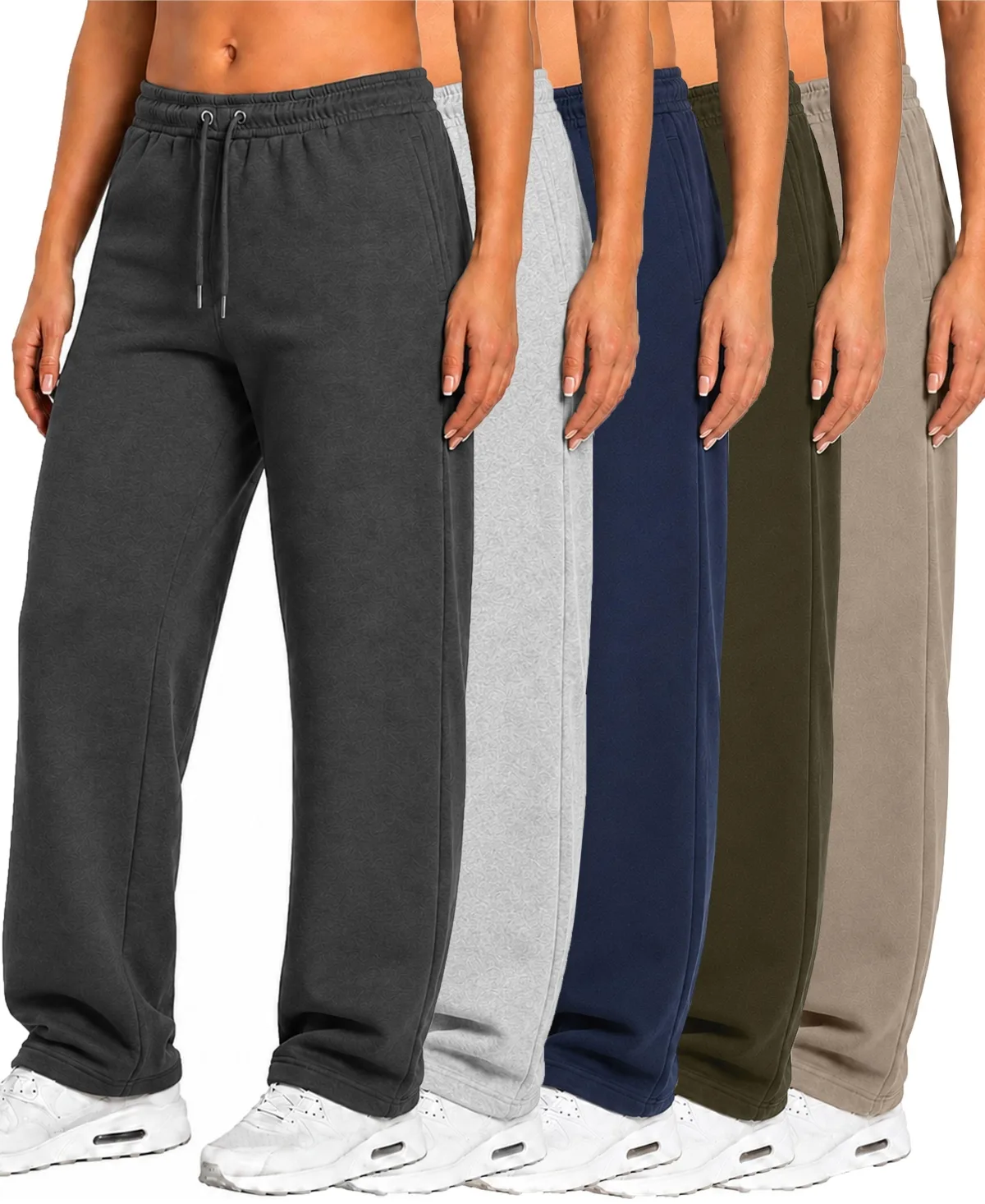 Loose-Fit Open-Bottom Tech Fleece Sweatpants, 5-Pack by Blu Rock