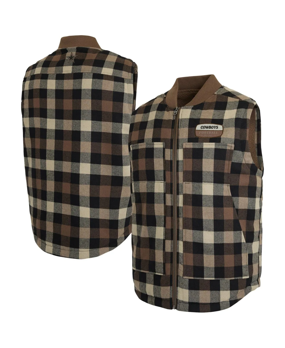 Darius Rucker Collection by Fanatics Dallas Cowboys Sherpa-Lined Plaid Vest by Fanatics