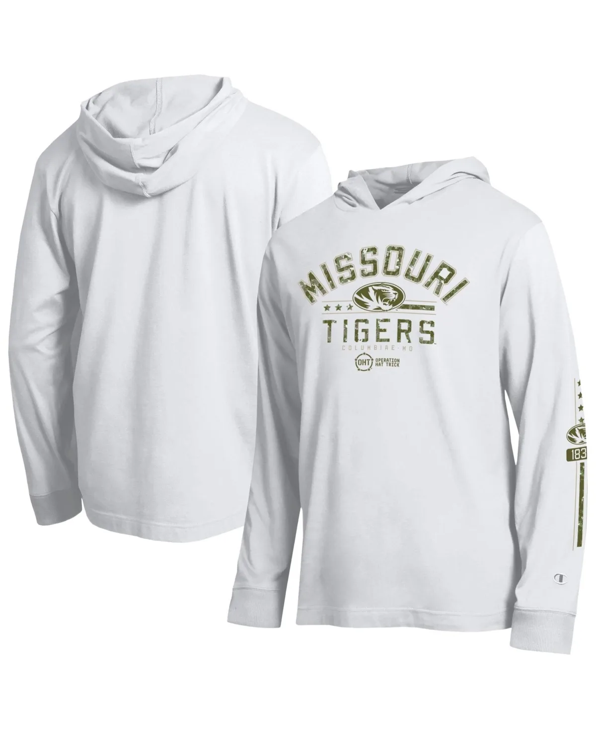 Missouri Tigers Operation Hat Trick Sleeve Line Hooded Long-Sleeve T-Shirt by Champion