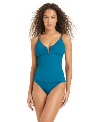 Double Down V Wire Tankini Pull on Hipster Swim Bottoms by Bar III