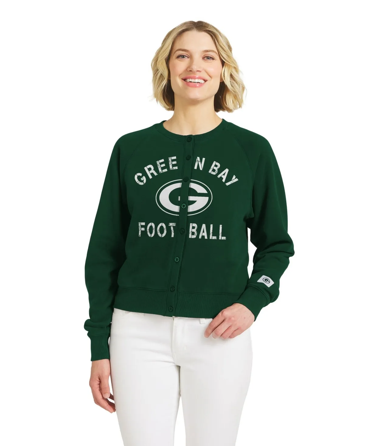 Wear by Erin Andrews Green Bay Packers Heathered Crew Cardigan Sweater by Wear by Erin Andrews