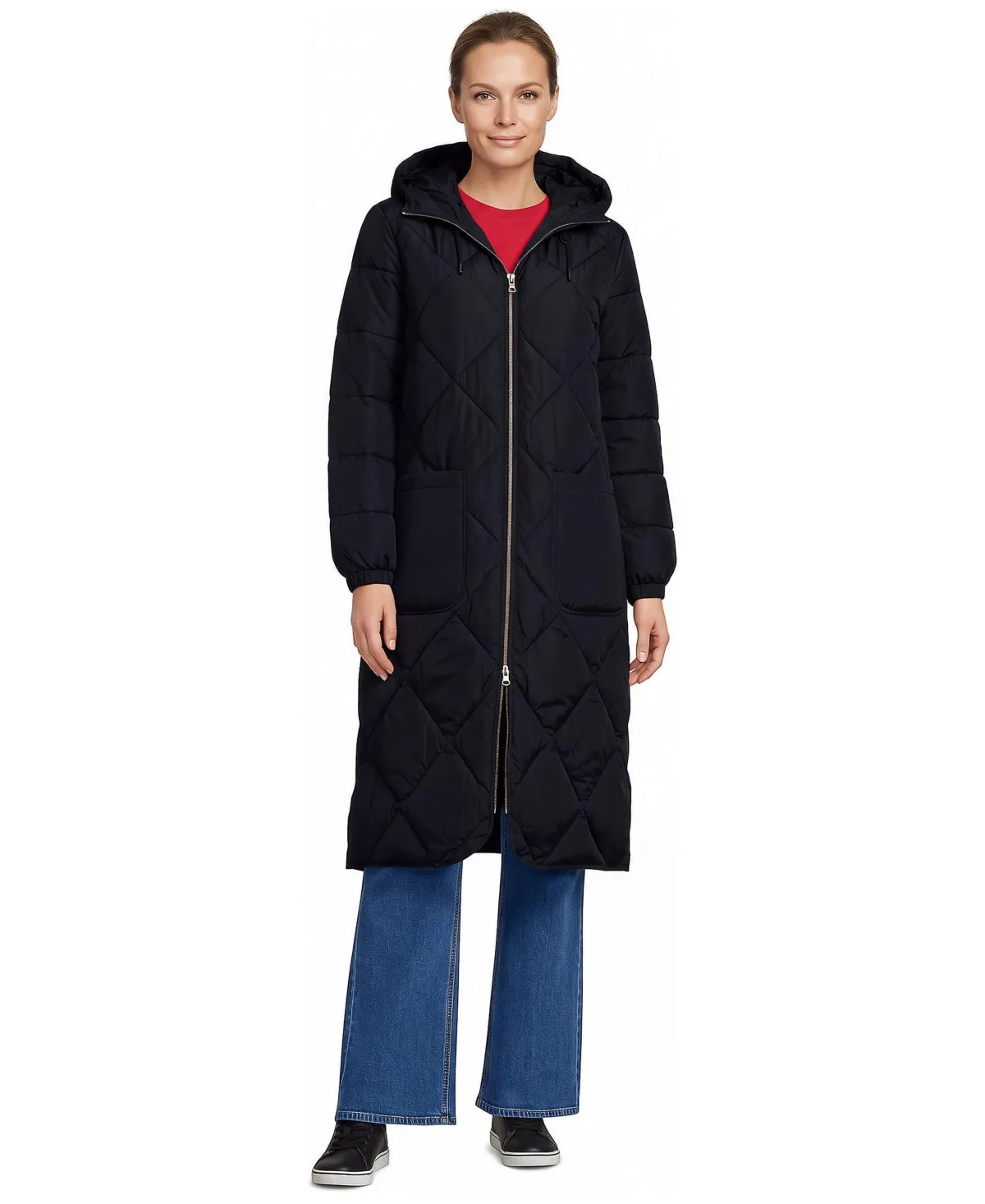 FeatherFree Water-Resistant Diamond-Quilted Hooded Coat by Lands' End