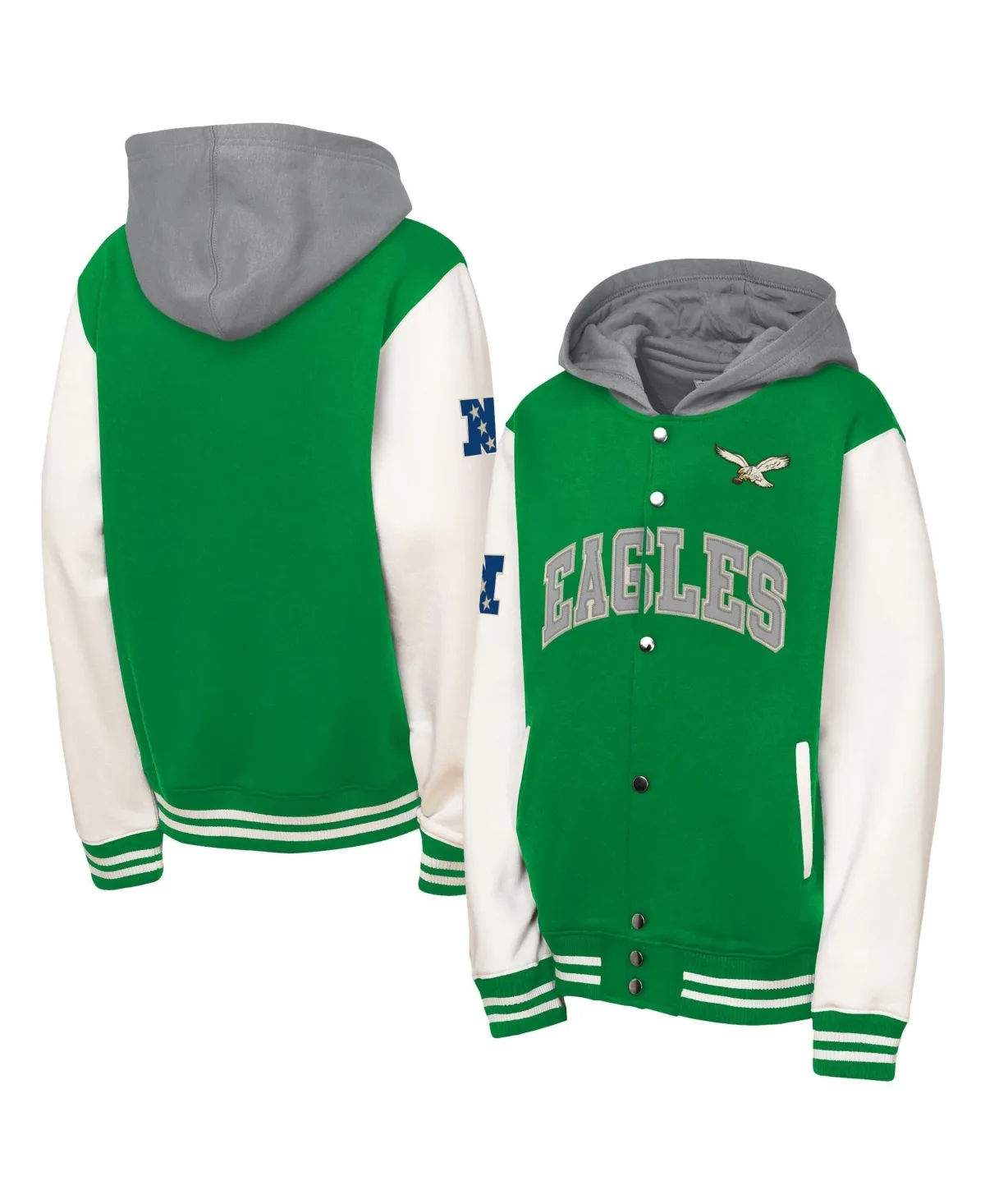 Philadelphia Eagles Court Side Fleece Full Snap Jacket by Mitchell & Ness