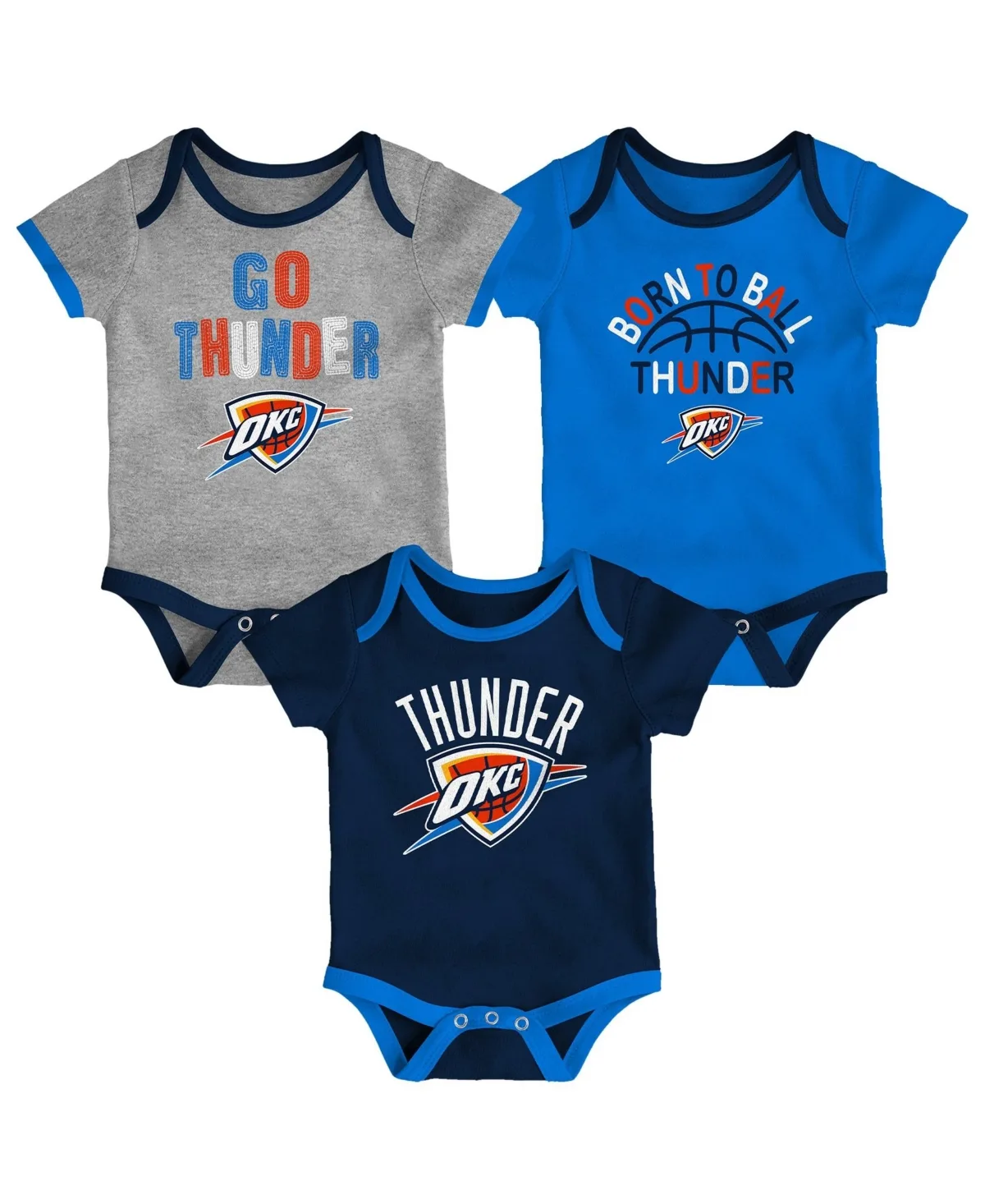 Oklahoma City Thunder Born to Ball Bodysuit Set, 3-Pack by Outerstuff