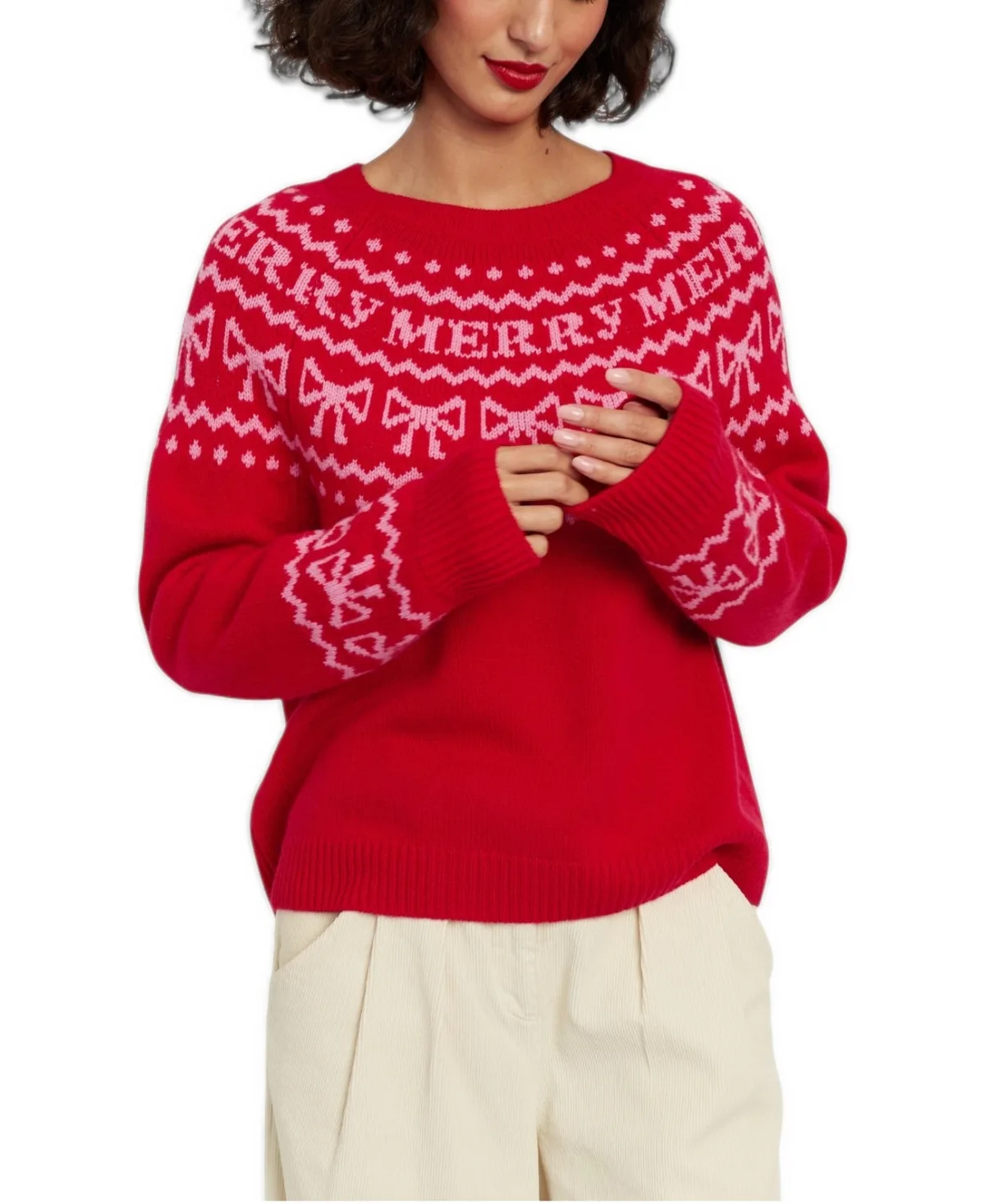 Chinti & Parker Lets Be Merry Crewneck Wool-Blend Fair Isle Sweater