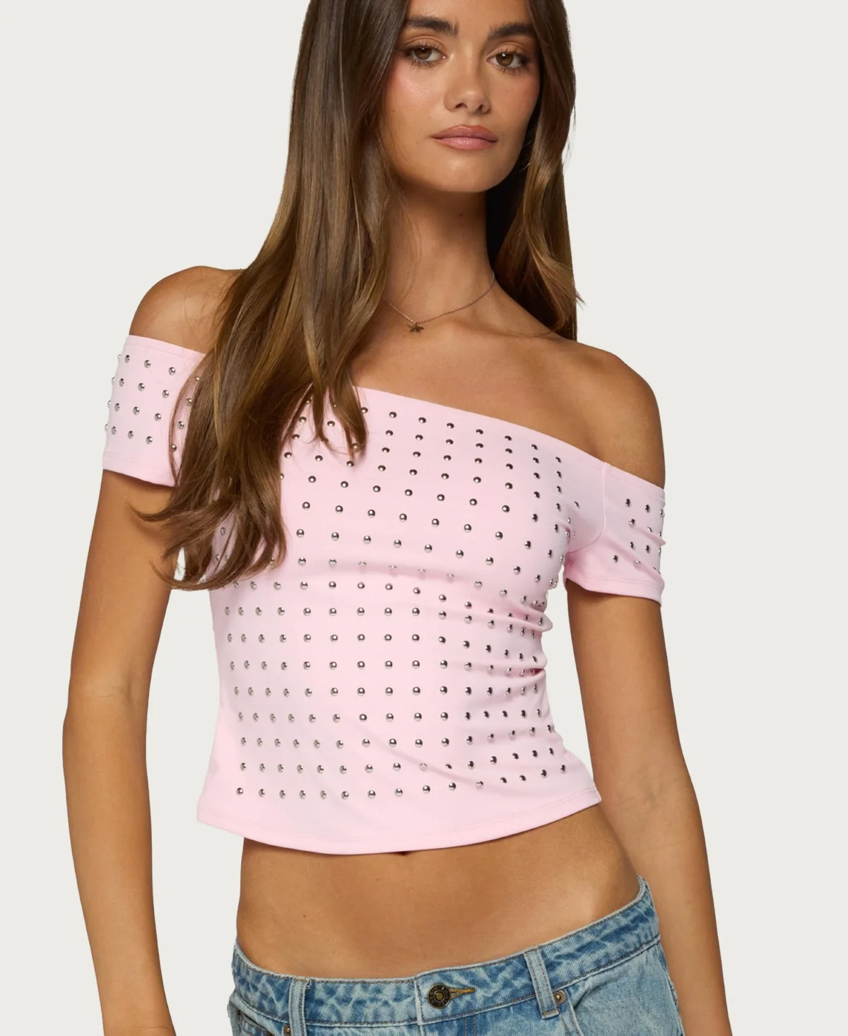 Mack Studded Off Shoulder Top by Edikted