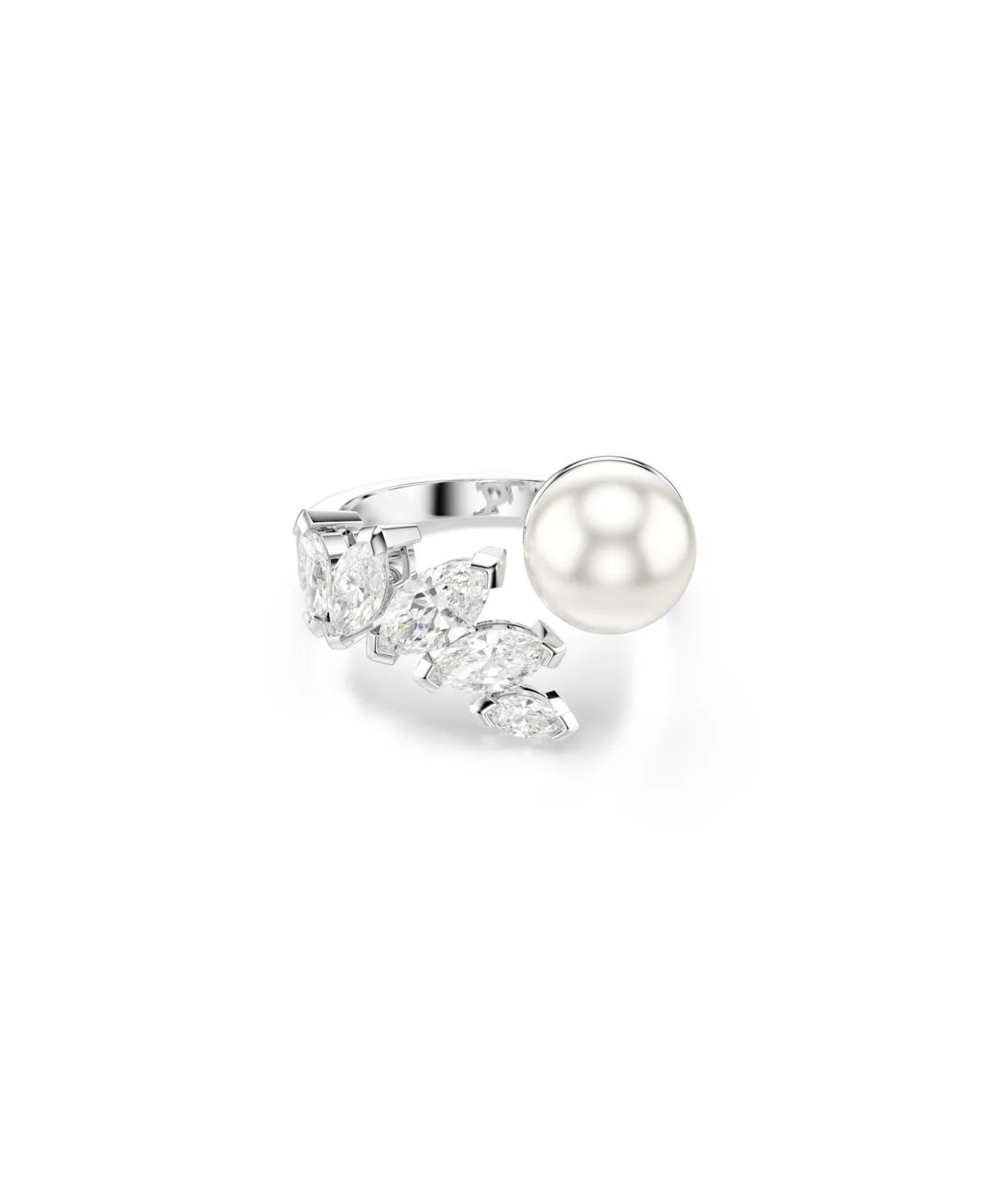Mesmera White Crystal Pearl Marquise-Cut Open Ring by Swarovski