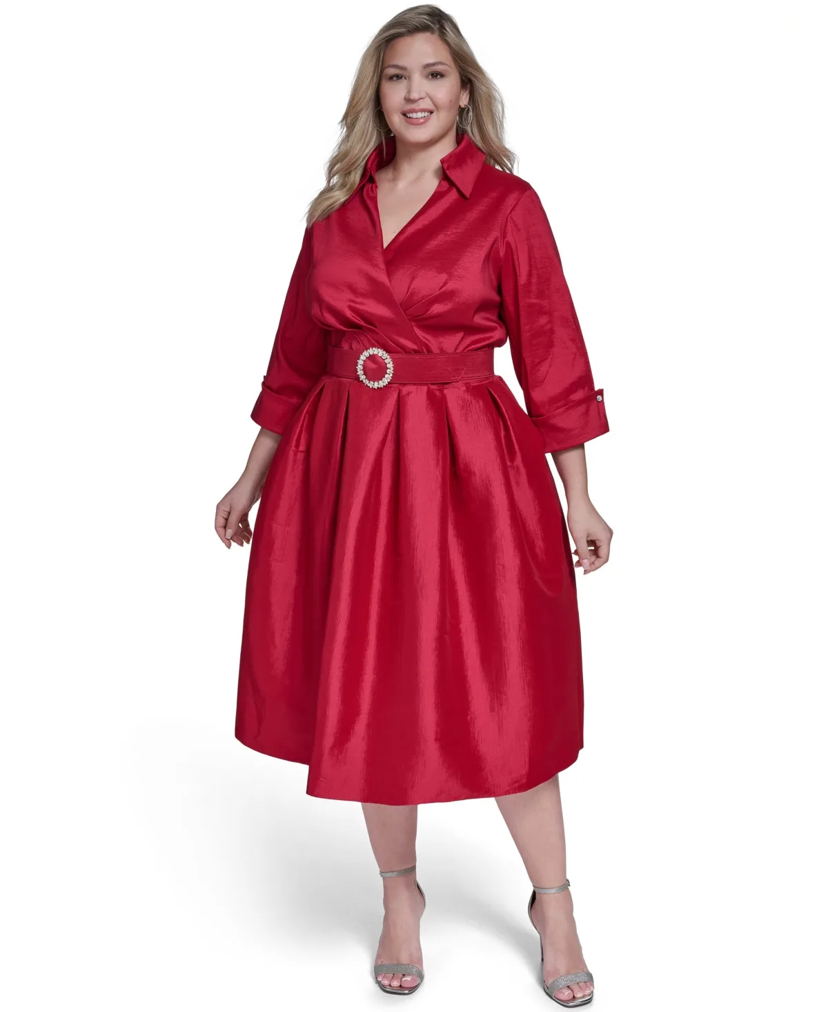 V-Neck Fit & Flare Midi Dress by Jessica Howard