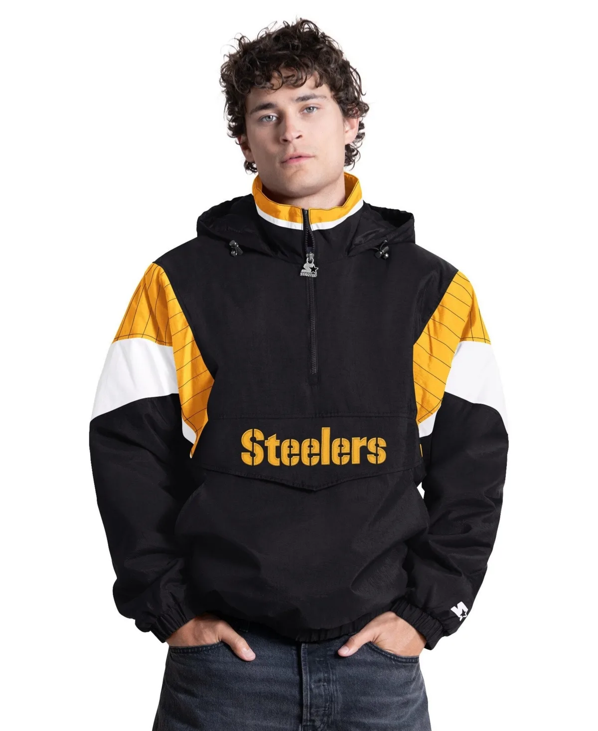 Pittsburgh Steelers the Throwback Half-Zip Hooded Jacket by Starter
