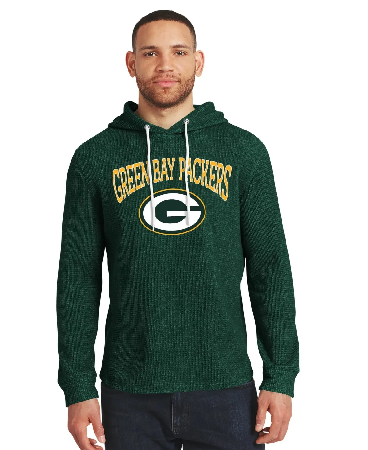 Darius Rucker Collection by Fanatics Green Bay Packers Waffle Knit Hooded Tri-Blend Long-Sleeve Sweatshirt by Fanatics