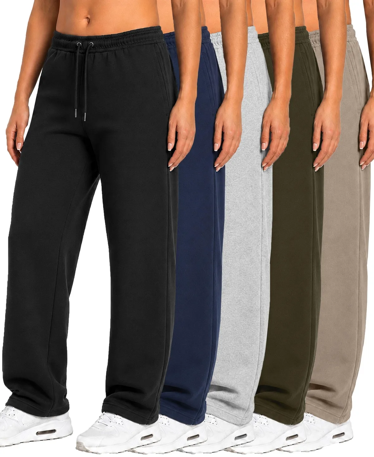 Loose-Fit Open-Bottom Tech Fleece Sweatpants, 5-Pack by Blu Rock