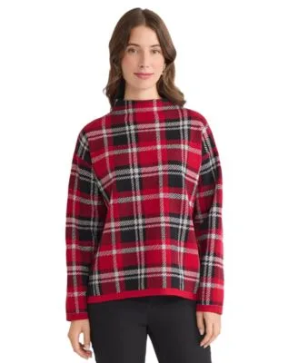 Plaid Mock Neck Sweater by Jones New York