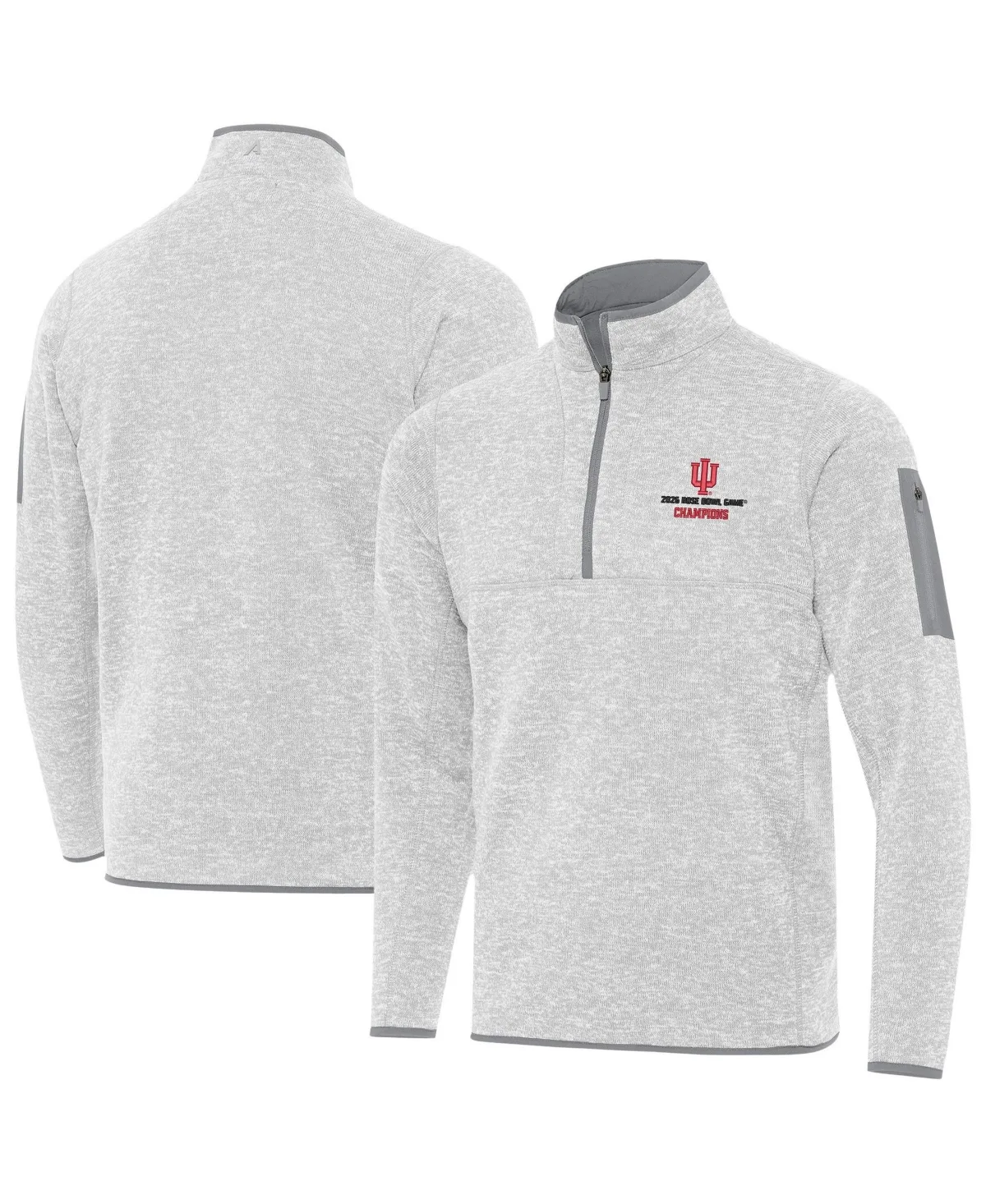 Indiana Hoosiers College Football Playoff 2026 Rose Bowl Champions Fortune Quarter-Zip Pullover Sweatshirt by Antigua